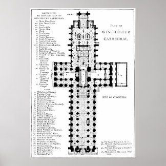 Poster Plano da Catedral de Winchester