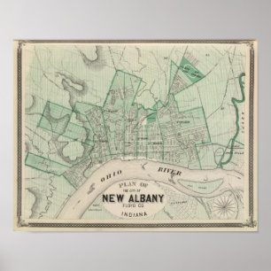 Pôster Plano da cidade de Albany nova, Floyd Co, Indiana