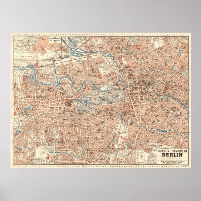 Poster Plano da Cidade de Berlim Grieben – Mapa Antigo da (Frente)