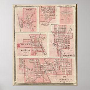 Pôster Plano da cidade de Cambridge, Wayne Co com Newport