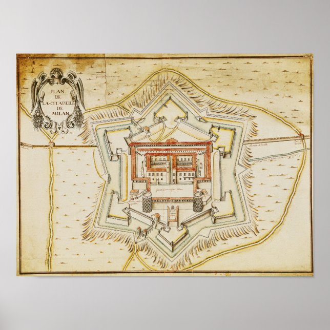 Pôster Plano da cidade de Milão (Frente)