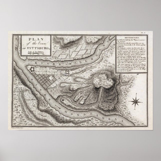 Pôster Plano da Cidade de Pittsburg (Frente)