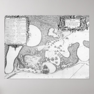 Poster Plano da cidade e do porto de Cartagena
