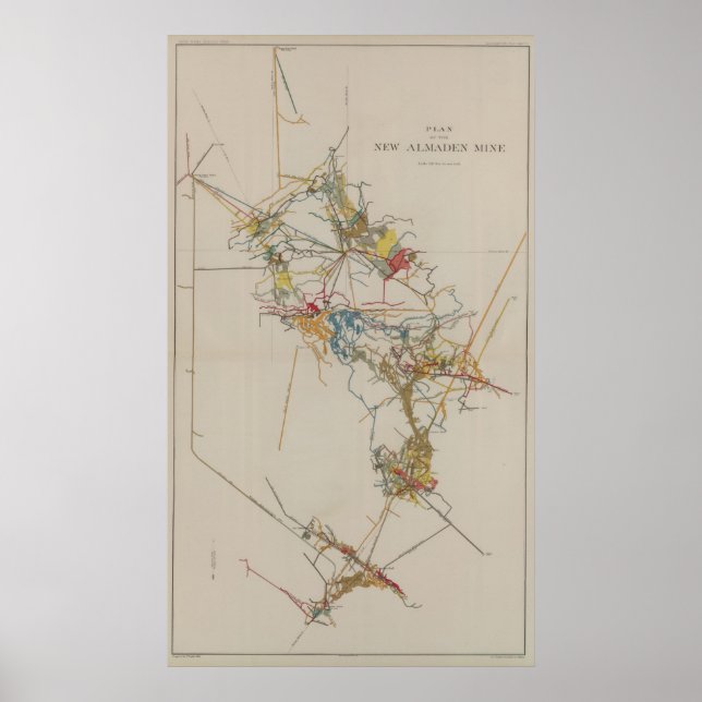 Pôster Plano da mina de Nova Almaden (Frente)