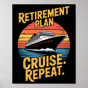 Poster Plano de aposentadoria divertido cruzeiro repetido