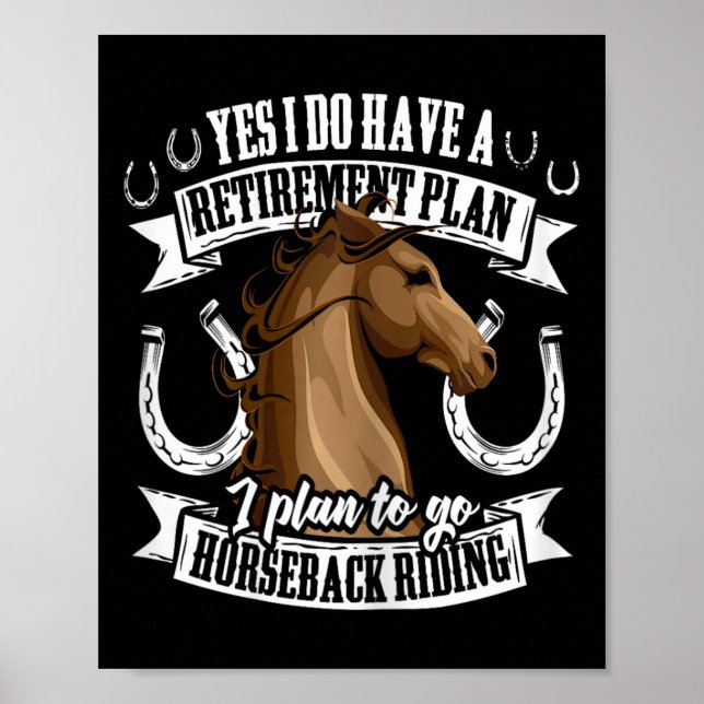 Poster Plano de aposentadoria Funny Horseback Andando Equ (Frente)
