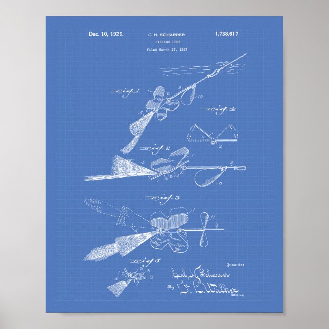 Pôster Plano de arte da pesca de 1929 (Frente)
