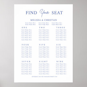 Poster Plano de assento 9 Casamento mesa