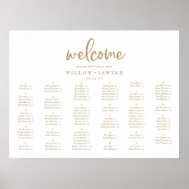 Poster Plano de Assento Alfabético Horizontal Dourado Rus