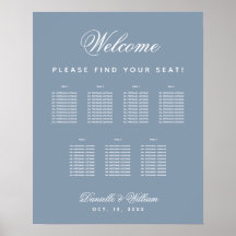 Plano de Assento de Casamento Azul Empoeirado de 7