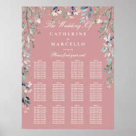 Poster Plano de Assento de Casamento de Flores Silvestres