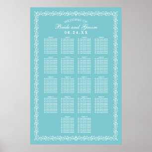 Poster Plano de Assento de Casamento Elegante com Flores