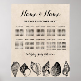Poster Plano de Assento de Casamento na Mesa 10 Conchas d