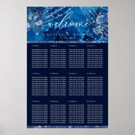 Poster Plano de Assento de Mesa Floral Azul Marinho Ocean