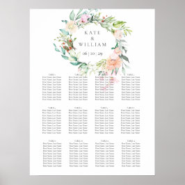 Poster Plano de Assento Floral de Aguarela Elegante