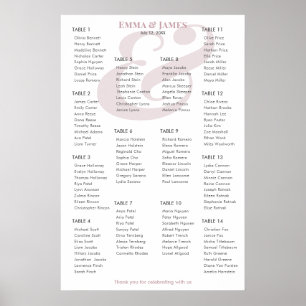 Poster Plano de Assento Mauve Ampersand Casamento 14