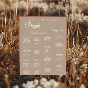 Poster Plano de Assentos Alfabetico Casamento Bege