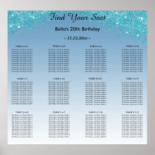 Poster Plano de Assentos Alfabéticos de Aniversário com L