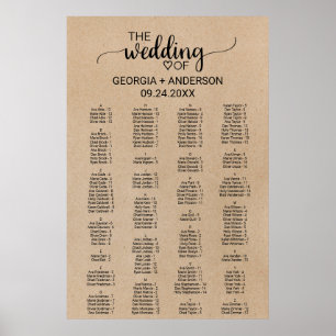 Poster Plano De Assentos Alfabéticos Simples Faux Kraft