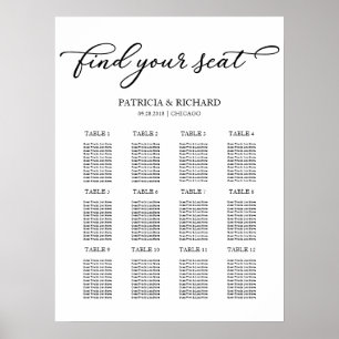 Poster Plano de Assentos de Casamento 12 Mesas Chic Scrip