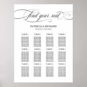 Poster Plano de Assentos de Casamento 12 Mesas Escrito Pr