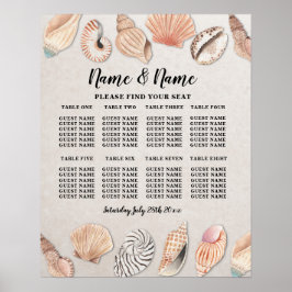 Poster Plano de Assentos de Casamento à Mesa 8 Conchas Oc