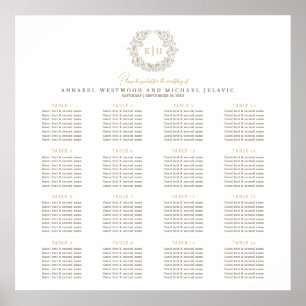 Poster Plano de Assentos de Casamento com Coroa de Trigo