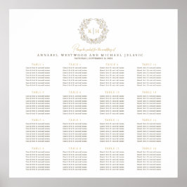 Poster Plano de Assentos de Casamento com Coroa de Trigo 