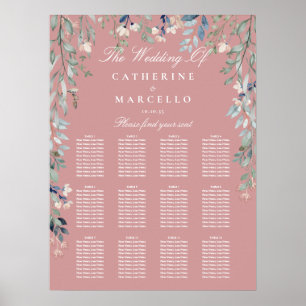 Poster Plano de Assentos de Casamento com Flores Silvestr