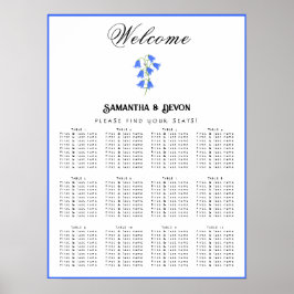 Poster Plano de Assentos de Casamento com Sininhos Azuis
