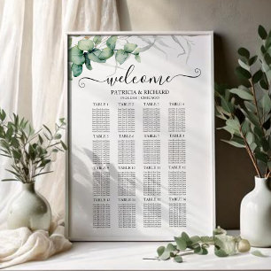 Poster Plano de Assentos de Casamento com Vegetação Rústi