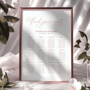Poster Plano de Assentos de Casamento Elegante 12 Mesas
