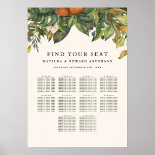 Poster Plano de assentos de casamento floral botânico cít