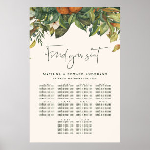 Poster Plano de assentos de casamento floral da Orange Ci
