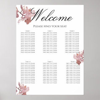 Poster Plano de Assentos de Casamento Orquídea Rosa