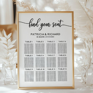 Poster Plano de Assentos de Casamento Quadro Elegante Cal