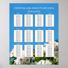 Poster Plano de assentos florais de rosa branca