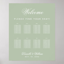 Plano de Assentos Simples Sage Casamento 8 Mesas