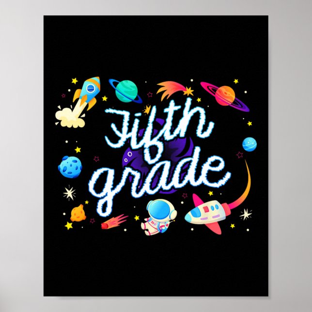 Poster Plano de Astronauta da Quinta Série Planetas Espaç (Frente)