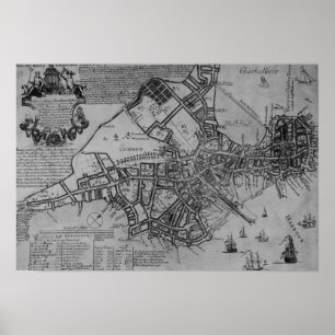 Pôster Plano de Boston, Nova Inglaterra, 1739
