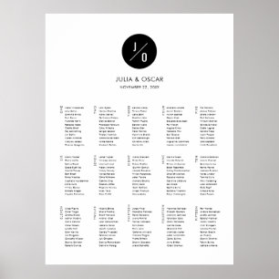 Poster Plano de Casamento Monograma Minimalista Moderno