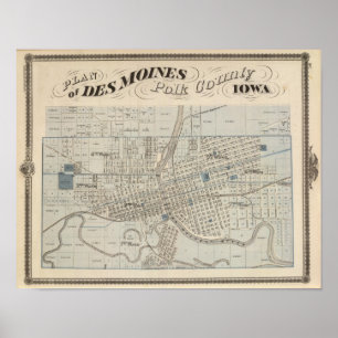Pôster Plano de Des Moines, o Condado de Polk, Iowa