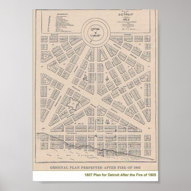 Poster Plano de Detroit de 1807 (Frente)
