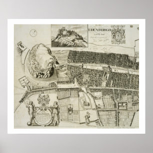 Pôster Plano de Edimburgo, pub. por John Smith (c.1652-17