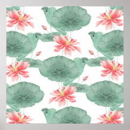 Poster Plano de fundo botânico sem costura do Lotus