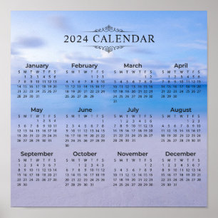 Poster Plano de fundo do Calendar Beach do Elegant 2024  