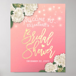 Poster Plano de fundo para chá de noiva com hidrângeas e 