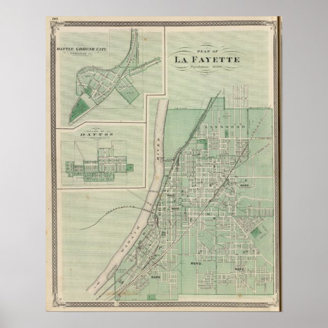 Poster Plano de La Fayette com Cidade de Batalha (Frente)