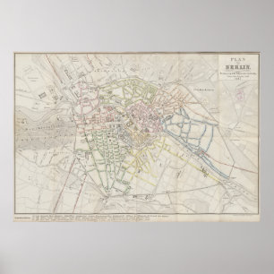 Poster Plano de Layout Urbano de Berlim de 1847, Mapa Ale