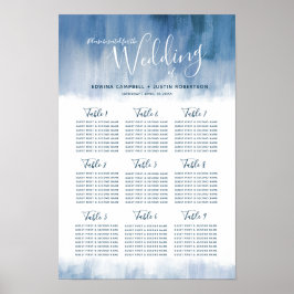 Poster Plano de mesa abstrato cinza azul de casamento